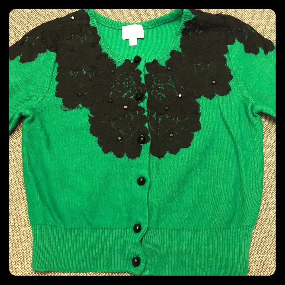 Cropped Tracy Reese embroidered sweater